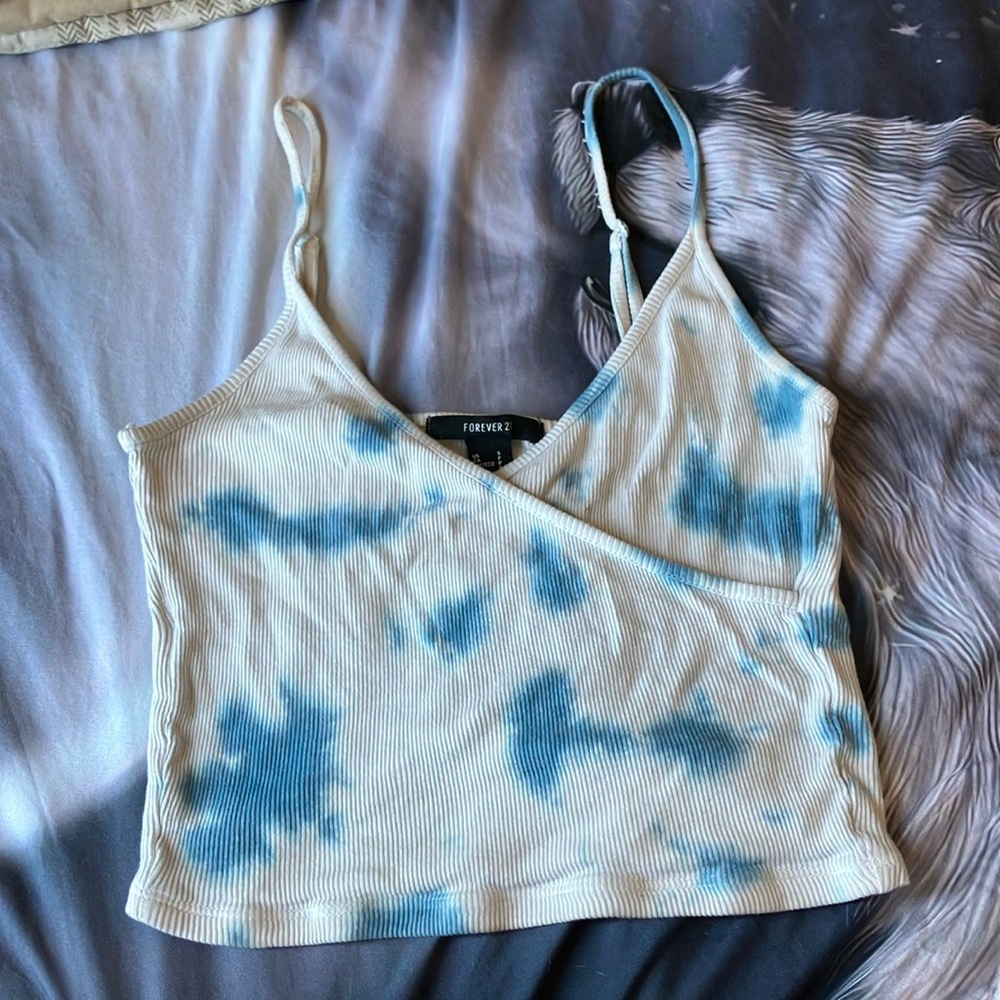 Forever 21 Blue Tie-Dye Women's Top